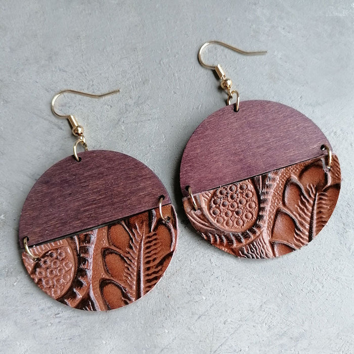 Wooden textured earrings