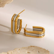 Stainless steel contrast color earrings, titanium steel earrings, no fading - wallojewerly 