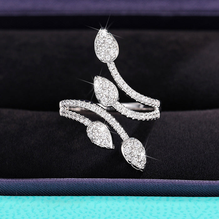 Light luxury plant flower ring exquisite beauty