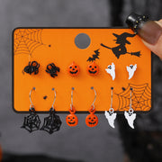 Wholesale Halloween Cartoon Stud Earrings Set - Spooky Pumpkin, Ghost & Bat Alloy Earring Multipack for Women - wallojewerly 