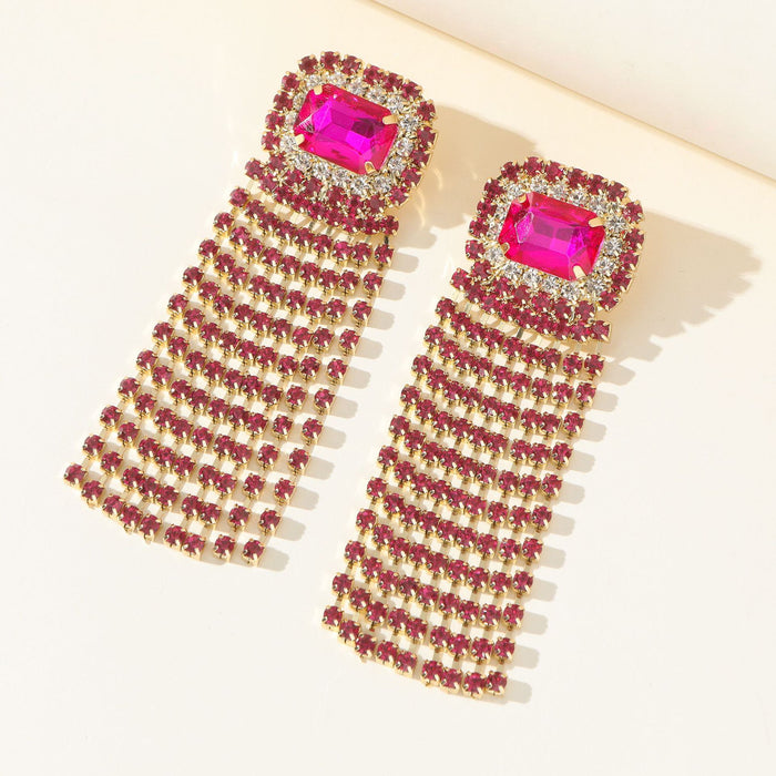 Vintage Zircon Hoop Earrings - Exaggerated Chain Dangles for a Modern Look
