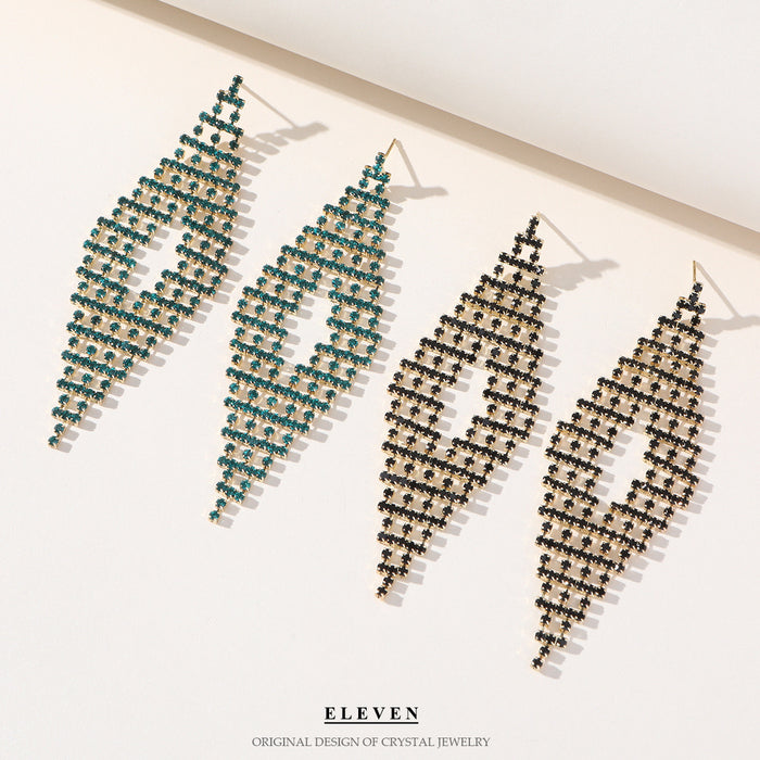 Exaggerated Vintage Tassel Earrings - Full Rhinestone Dangles for a Bold and Stylish Look - wallojewerly 