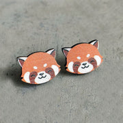 Wooden red panda earrings - wallojewerly 