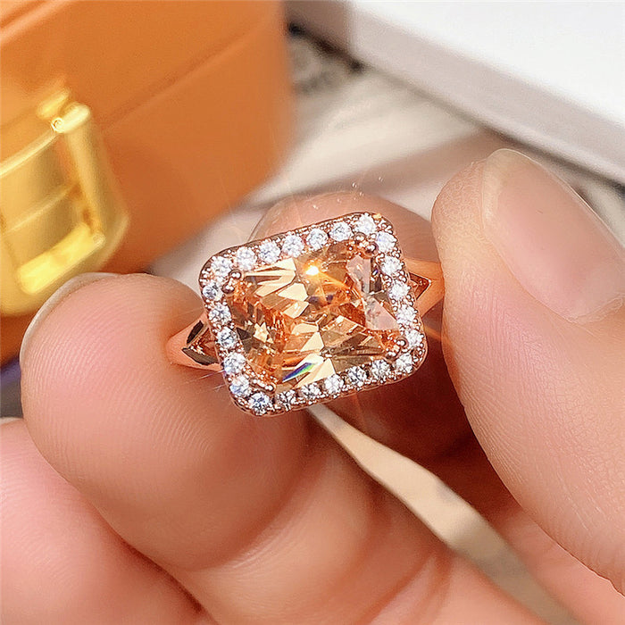 Imitation natural citrine women's ring 8x10 main stone ring