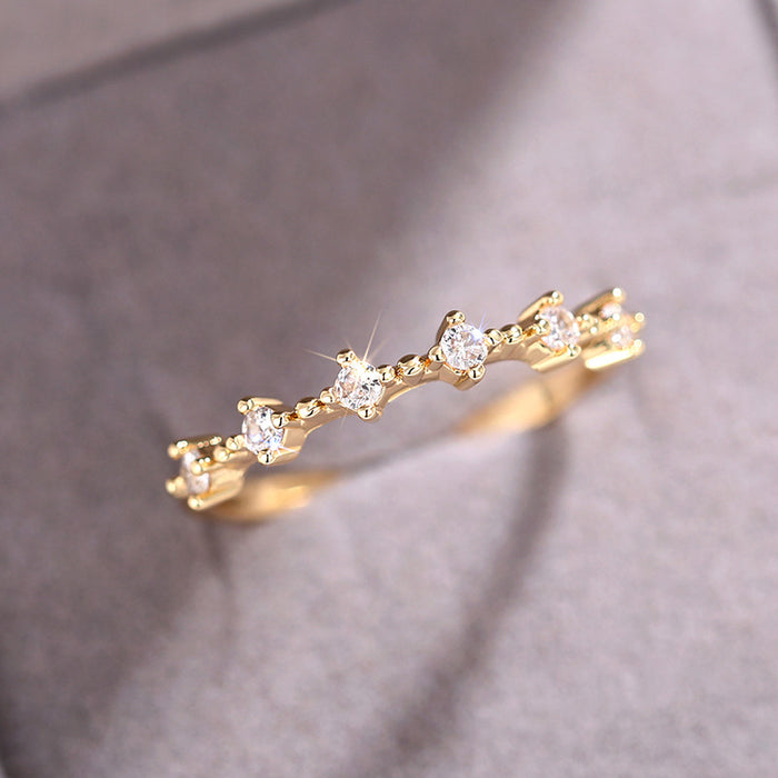 Women's Korean style light luxury zircon diamond stacking index finger ring