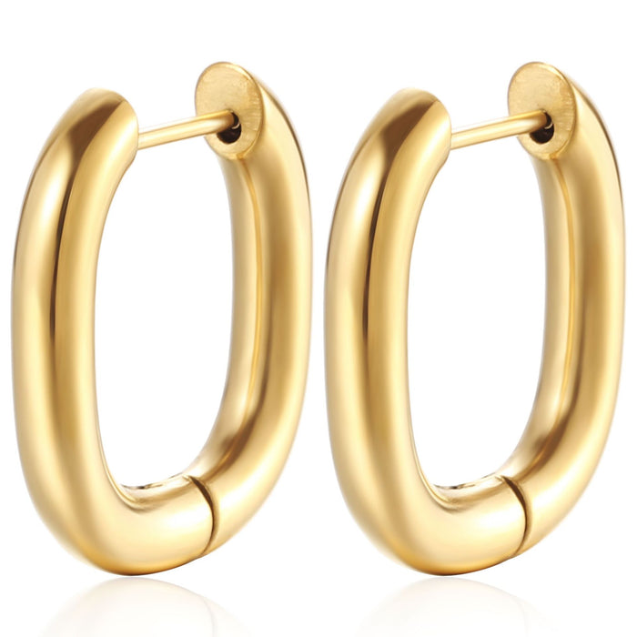 Gold geometric stainless steel earrings for men and women titanium steel hand-polished earrings