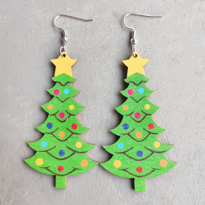 Wooden Santa earrings