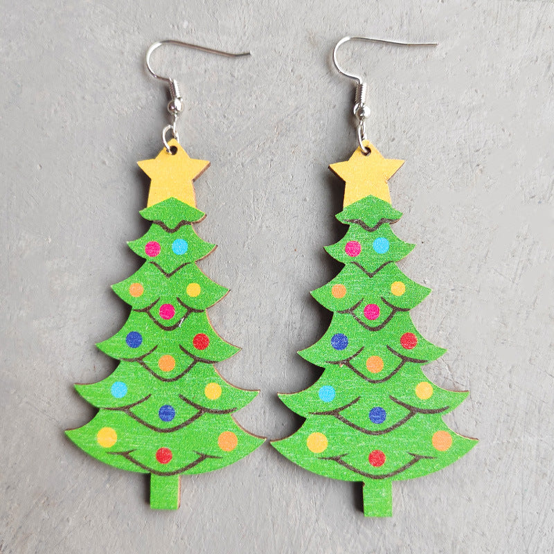 Wooden Santa earrings - wallojewerly 