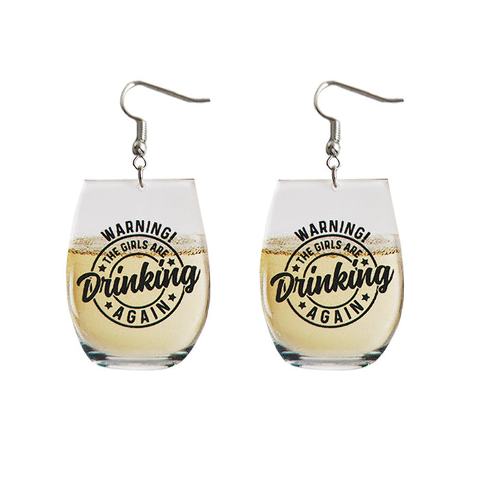 Drink Earrings with Letter, Bee, Whiskey, and Beer Designs