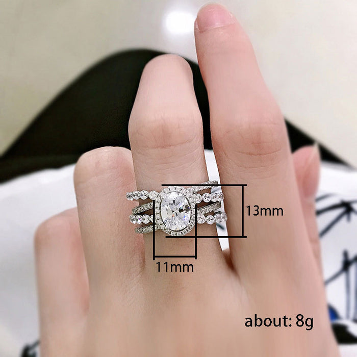 Anillo ovalado para mujer, circonitas microincrustadas de lujo, dropshipping transfronterizo