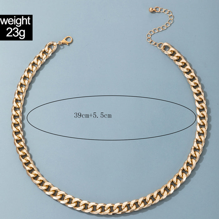 Minimalist Metal Chain Necklace with Geometric Hollow Design