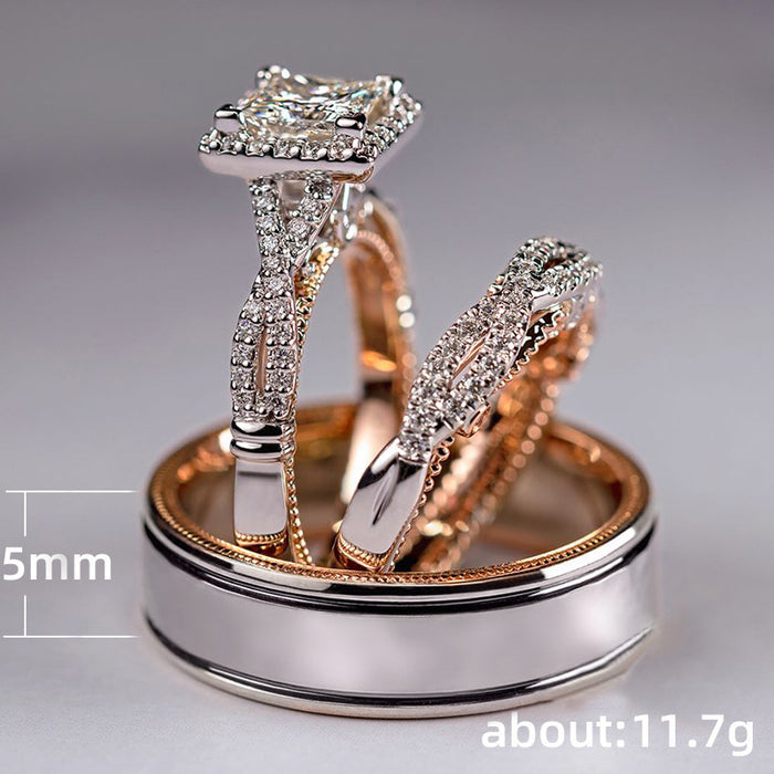 Rose gold three-piece ring set