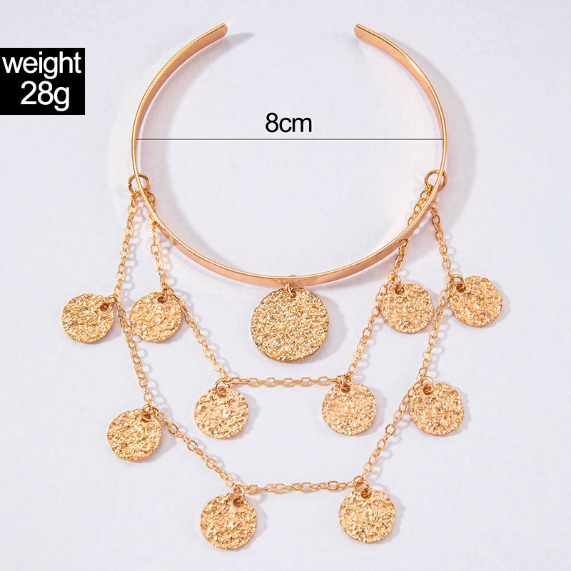 ethnic style metal chain tassel open arm chain arm bracelet