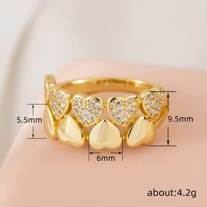 Micro-inlaid heart ring versatile women's accessories