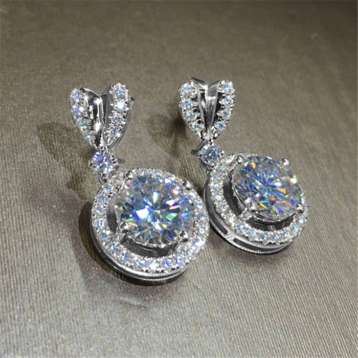 Zirconia Heart Shaped Drop Earrings Wedding Jewelry