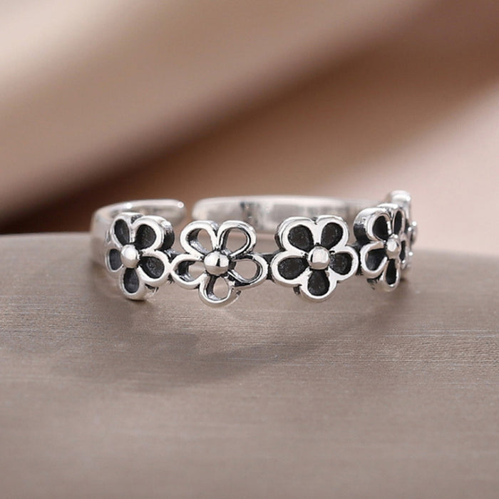 Korean retro five flower ring, old ring