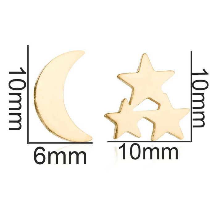 Black star and moon earrings, cross-border new stainless steel simple star and moon earrings personalized accessories wholesale