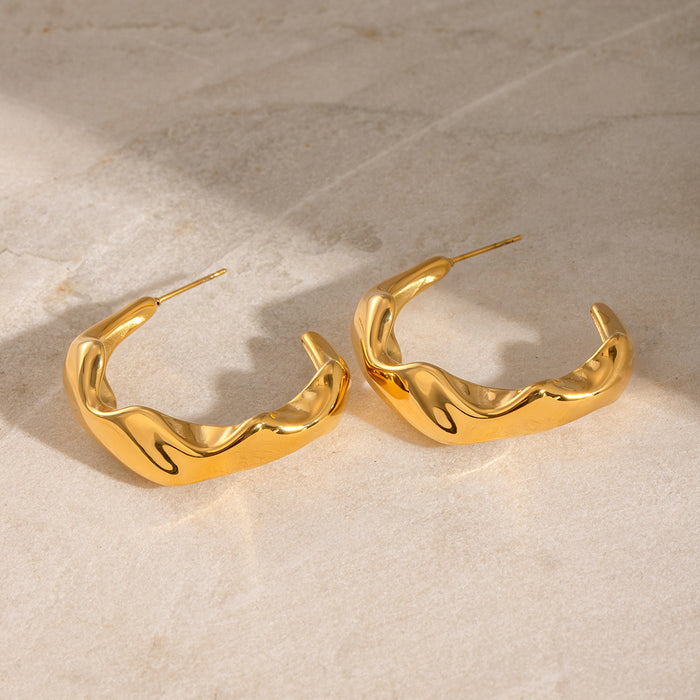 Stainless steel double C earrings 18K gold earrings