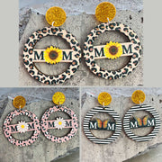 Mother's Day Earrings with Sunflower, Daisy, Butterfly, and Leopard Print - wallojewerly 