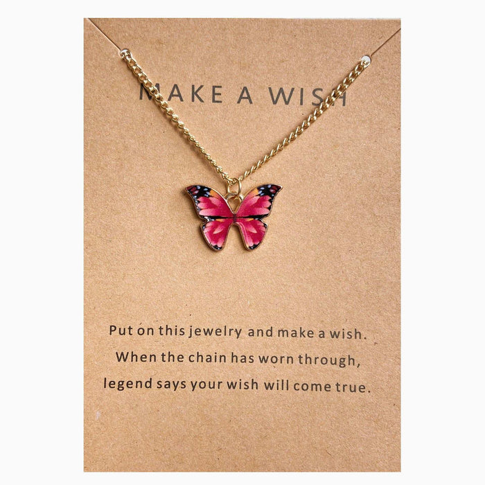 Bohemian style alloy colorful butterfly necklace