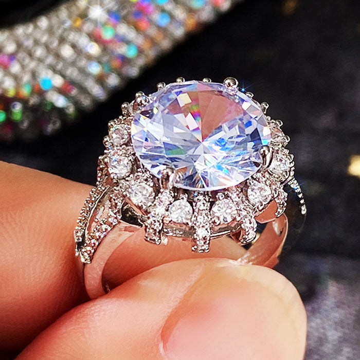 Light luxury full inlaid zircon wedding ring luxury women's ring