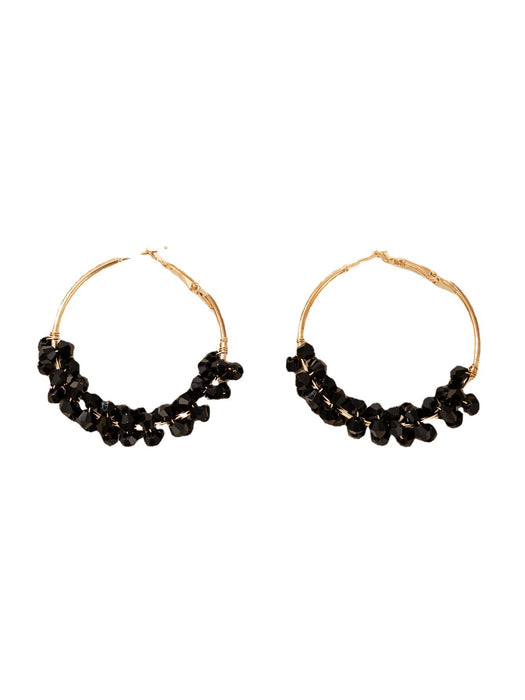 Beaded hoop earrings plastic rice beads geometric earrings