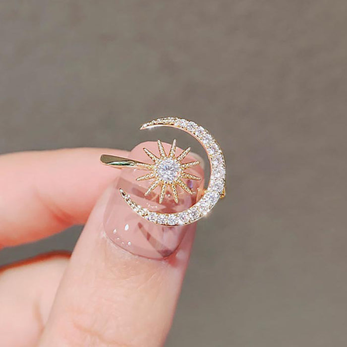 Sun and moon open ring Japanese light luxury starry sky ring adjustable niche female ring