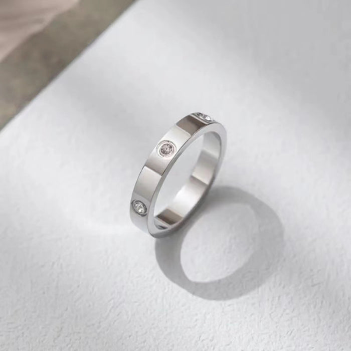 Korean style all-match zircon ring minimalist design ring