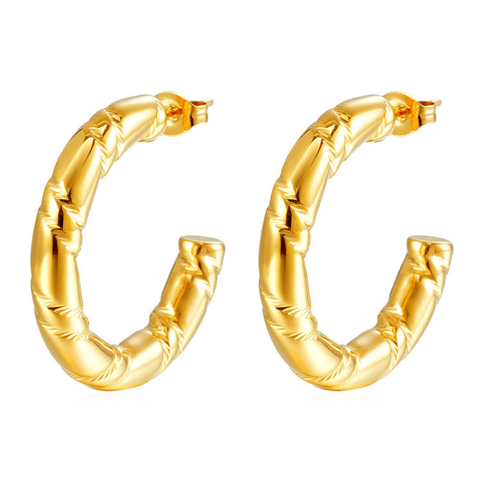 Pendientes grandes huecos en forma de C Pendientes estilo Hong Kong oro 18K