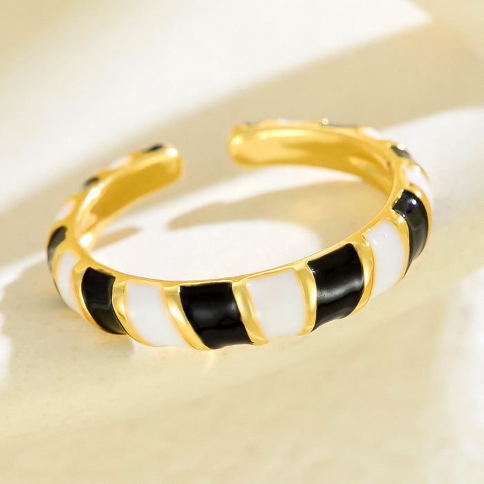 Wholesale copper droplet spliced colored striped open ring