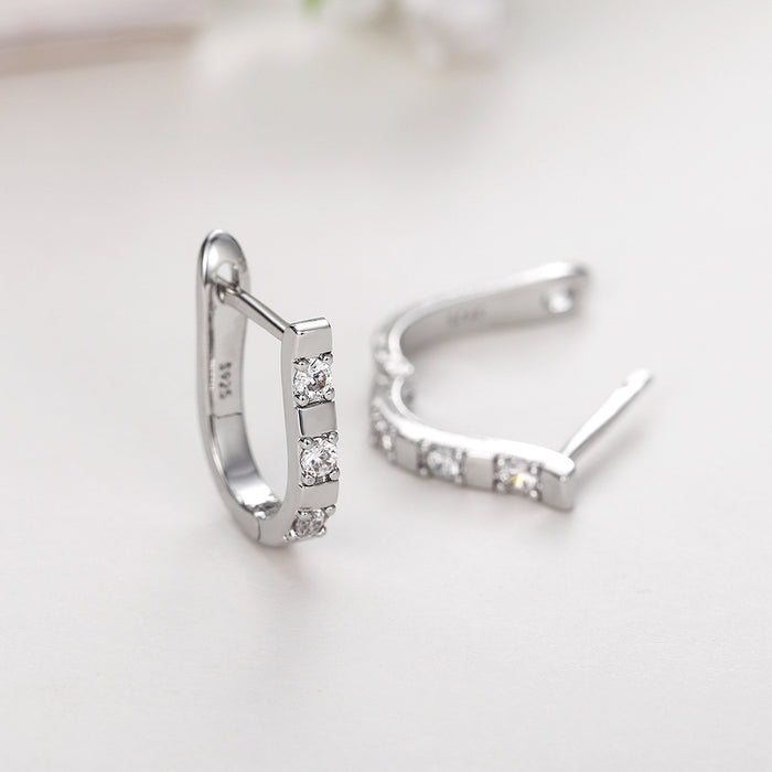 U-shaped earrings zircon geometric simple female earrings