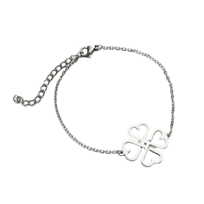 Lucky clover pendant bracelet, geometric hollow heart bracelet wholesale