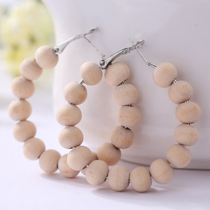 Wooden beaded earrings