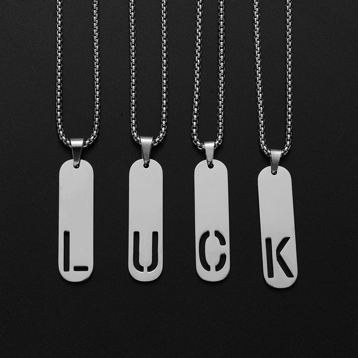 Military brand pendant necklace, European and American independent station stainless steel punk hip-hop English letter all-match chain wholesale