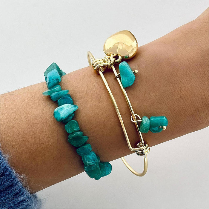 Blue Shell String Bracelet Set with Beach Ocean Charm - Four Pieces