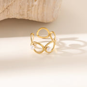 Wholesale non-fading stainless steel titanium steel gemstone diamond open rings - wallojewerly 