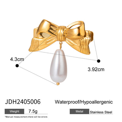 Stainless Steel Shell Hair Clip - High-End Metal Bangs and Stray Hair Clip with Bowknot