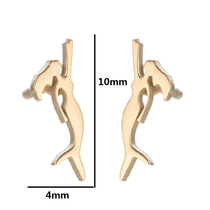 Pendientes de acero inoxidable con forma de sirena: joyas de dibujos animados sencillas y bonitas para mujer