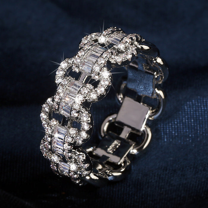 Luxury large row of zircon ring couple ring