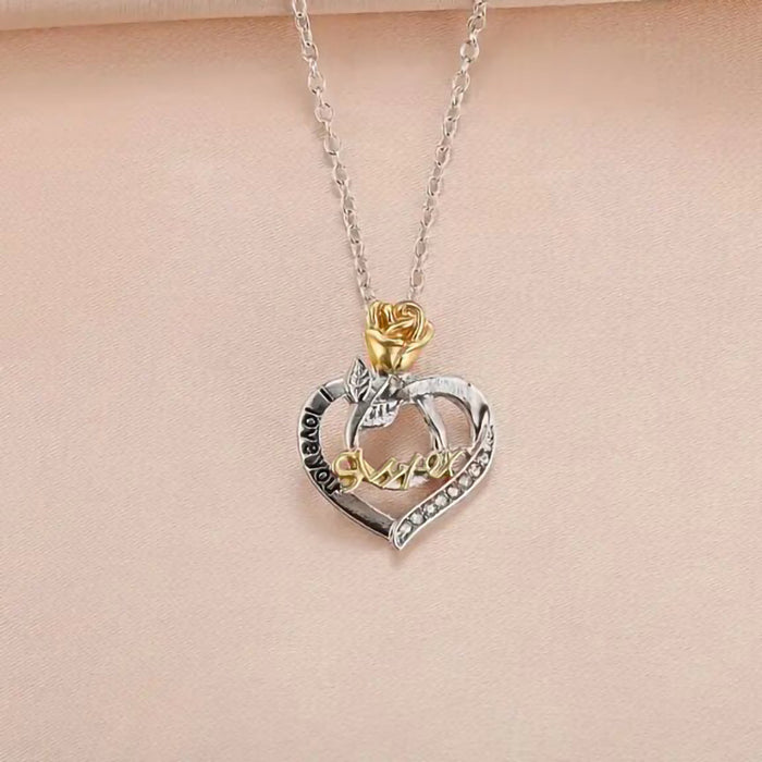 Two-color rose heart necklace birthday gift