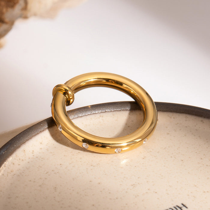 Stainless steel rhinestone plain ring