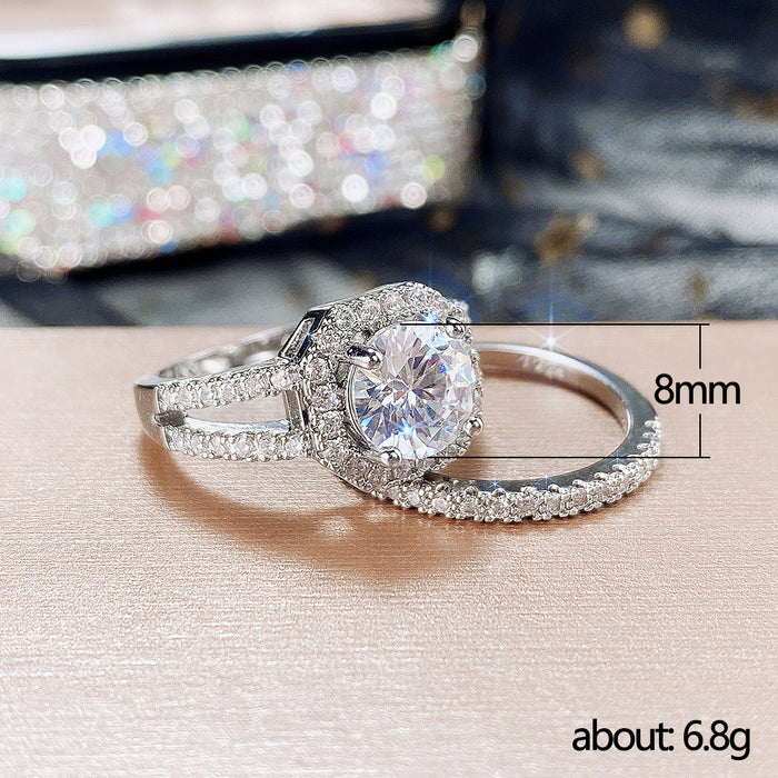 Micro-inlaid diamond zircon couple ring engagement ring for women