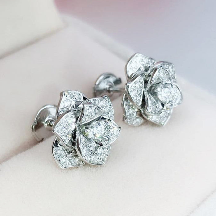 Camellia series earrings light luxury flower earrings