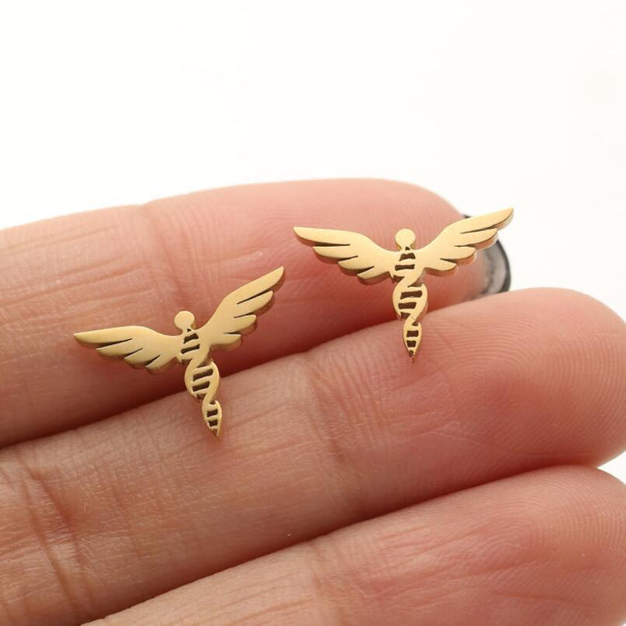 Angel Wing Stainless Steel Stud Earrings - Luxurious Goddess-Inspired Jewelry