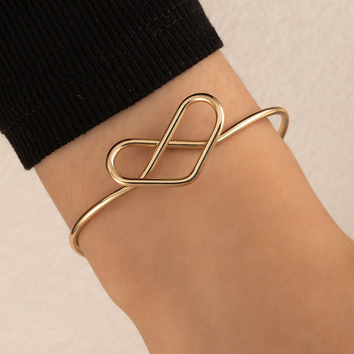 Minimalist Heart Ring Bracelet with Alloy Open Cuff for Men and Women