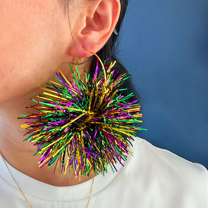 Carnival Earrings with Big Ball and Firework Designs