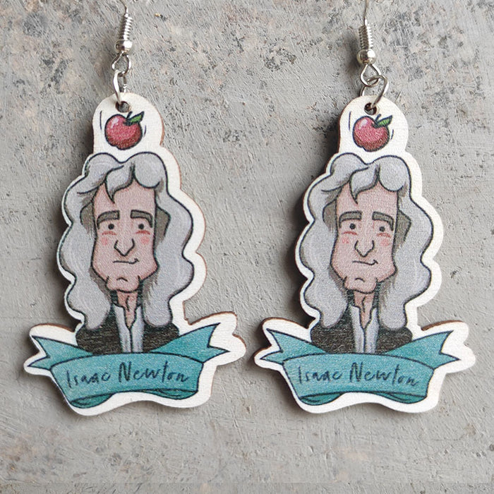 Wooden scientist earrings