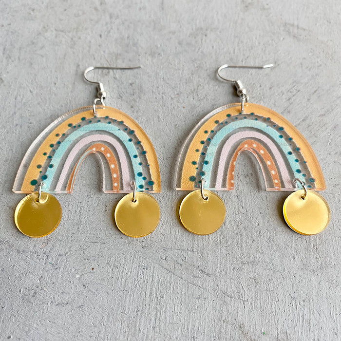 Rainbow Mirror Cloud Earrings with Bohemian Trendy Style