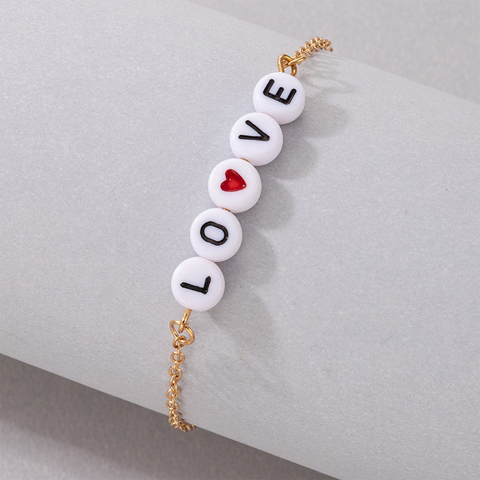 Simple Love Heart Beaded Bracelet with DIY Style