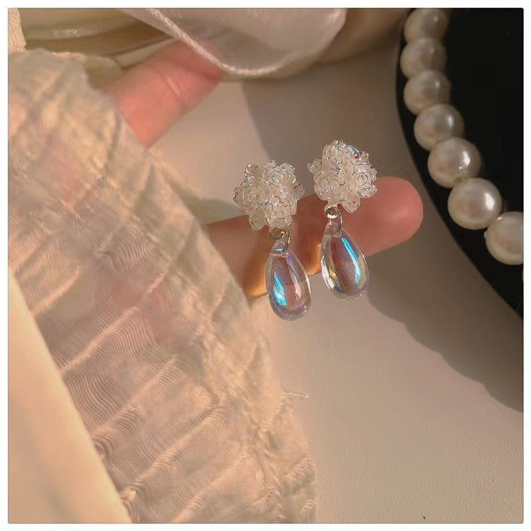 Spring and summer water drop earrings S925 silver needle gentle temperament earrings